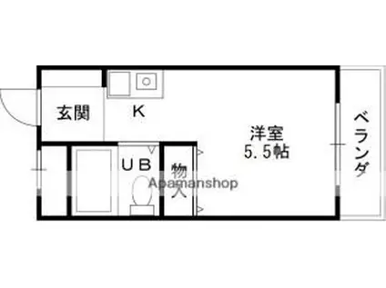 JR関西本線 八尾駅 徒歩18分 5階建 築35年(ワンルーム/4階)の間取り写真