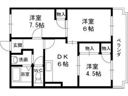 アメニティ東香里(3DK/3階)の間取り写真