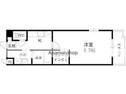 阪急京都本線 上牧駅(大阪) 徒歩4分 3階建 築21年(1K/3階)の間取り写真