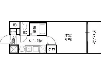 プレサンス天満ステーションフロント(1K/6階)の間取り写真