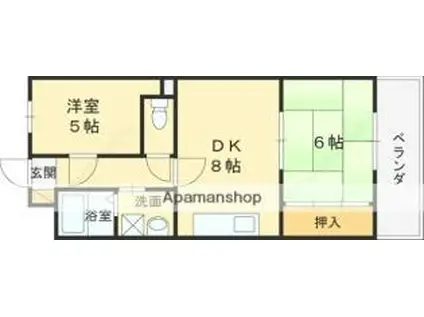 オルゴグラート東大阪(2DK/6階)の間取り写真