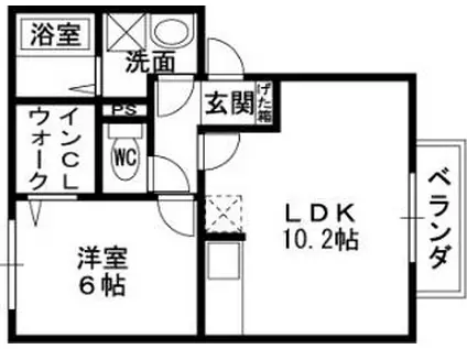 おおさか東線 ＪＲ長瀬駅 徒歩6分 2階建 築16年(1LDK/2階)の間取り写真