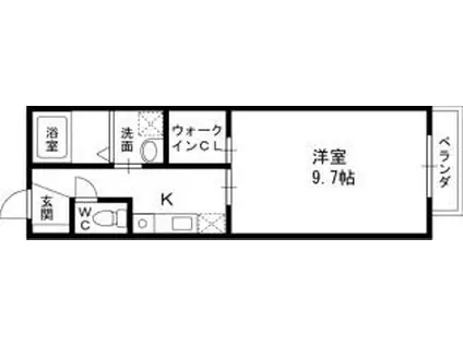カーサコンフォール(1K/2階)の間取り写真