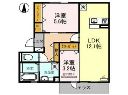 JR関西本線 八尾駅 徒歩20分 3階建 築3年(2LDK/3階)の間取り写真