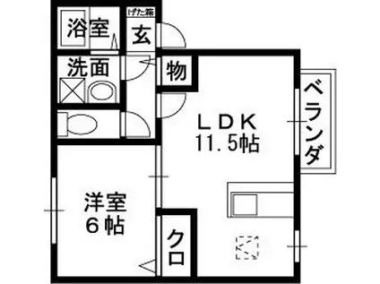 JR関西本線 八尾駅 徒歩14分 2階建 築16年(1LDK/1階)の間取り写真
