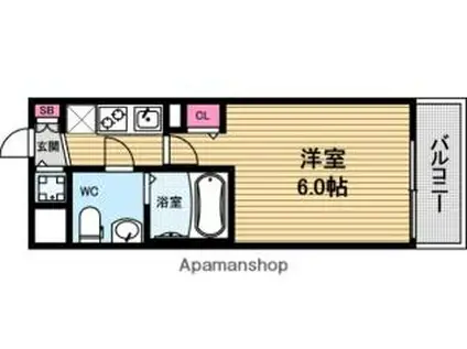 プレサンス松屋町グレース(1K/13階)の間取り写真