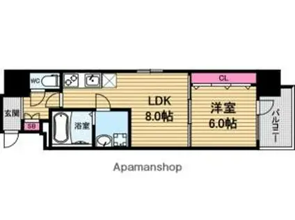 プレサンス心斎橋ニスト(1LDK/14階)の間取り写真
