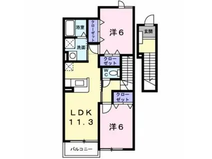 ウイズダムパレスB(2LDK/2階)の間取り写真