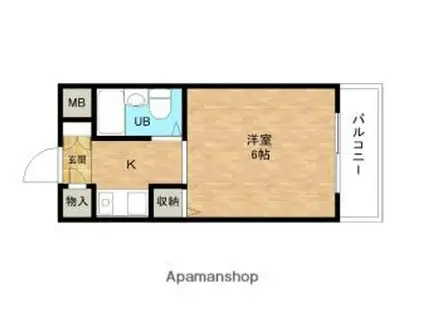 レディースマンション ハイツ西本(1K/3階)の間取り写真