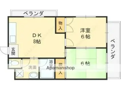 TSUJIHANAビルディング(2DK/6階)の間取り写真