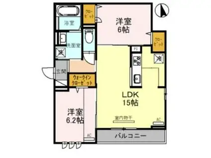 JR東海道・山陽本線 立花駅 徒歩7分 3階建 築1年(2LDK/2階)の間取り写真