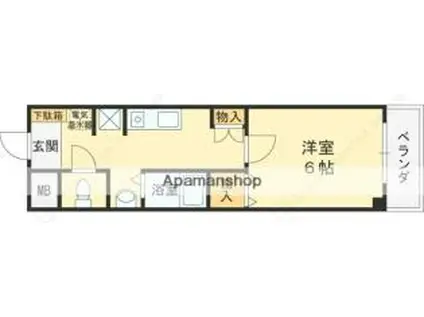 ANGE夙川(1K/1階)の間取り写真