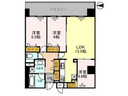 西宮北口 深津町プロジェクト(3LDK/9階)の間取り写真