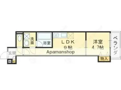 近鉄奈良線 河内花園駅 徒歩7分 3階建 築1年(1LDK/2階)の間取り写真