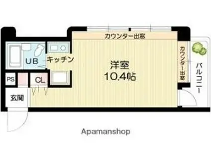 宝殿駅前ヤングパレス(ワンルーム/3階)の間取り写真