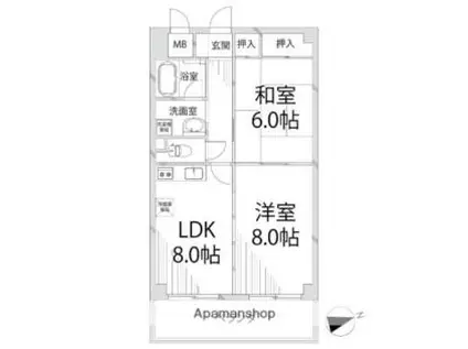 青山NKマンション(2LDK/4階)の間取り写真