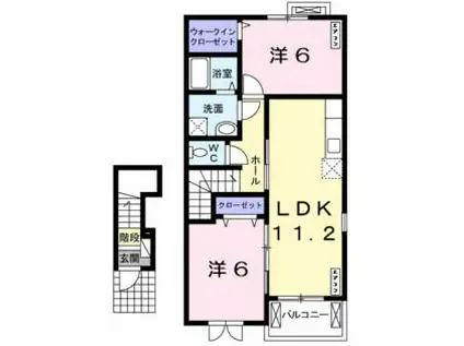 JR和歌山線 岩出駅 バス乗車時間：20分 桜台バス停で下車 徒歩2分 2階建 築13年(2LDK/2階)の間取り写真