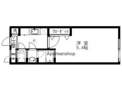 和歌山県和歌山市 2階建 築18年(1K/2階)の間取り写真