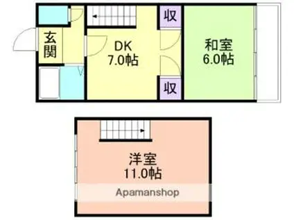 南海加太線 中松江駅 徒歩4分 3階建 築41年(2DK/1階)の間取り写真