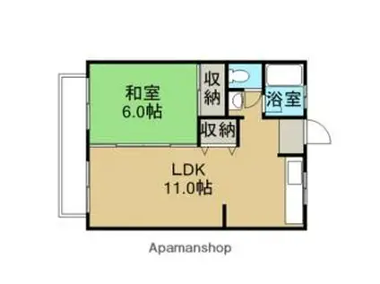 マンション東(1LDK/2階)の間取り写真