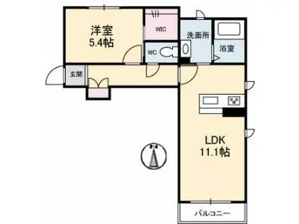 シャーメゾンAYA(1LDK/1階)の間取り写真