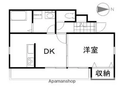 カーサフィオーレ東古松(1DK/1階)の間取り写真