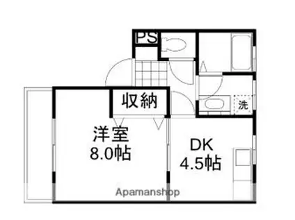 JR宇野線 備前西市駅 徒歩5分 2階建 築21年(1DK/2階)の間取り写真