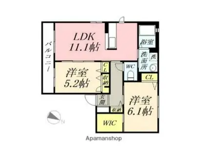 JR山陽本線 瀬戸駅 徒歩8分 2階建 築18年(2LDK/2階)の間取り写真