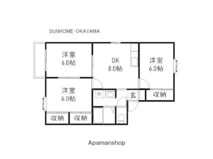 アーバンハイツ松新IIA(3DK/2階)の間取り写真