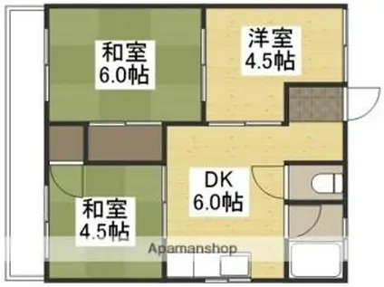 棚田コーポ(3DK/2階)の間取り写真