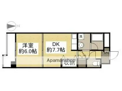ライオンズマンション岡山医大南(1DK/6階)の間取り写真