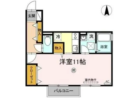 JR山陽本線 高島駅(岡山) 徒歩18分 2階建 築21年(1K/2階)の間取り写真