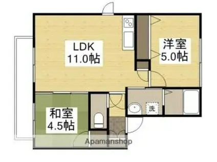 スカイハイツC(2LDK/2階)の間取り写真