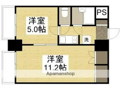 岡山電気軌道清輝橋線 郵便局前駅 徒歩4分 9階建 築35年(2K/8階)の間取り写真