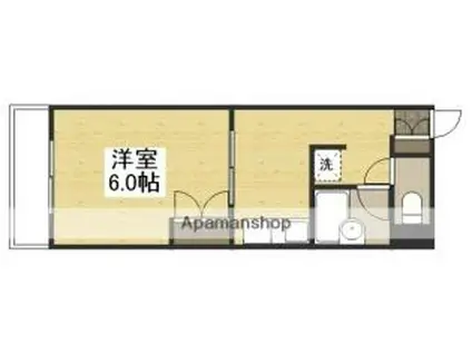 JR宇野線 大元駅 徒歩12分 4階建 築34年(1DK/3階)の間取り写真