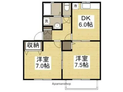 メゾンラフィネ ひまわり(2DK/2階)の間取り写真