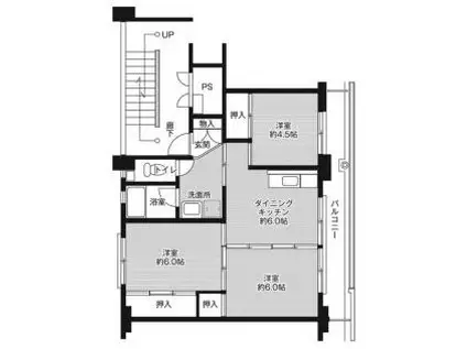 ビレッジハウス備前片上2号棟(3DK/2階)の間取り写真