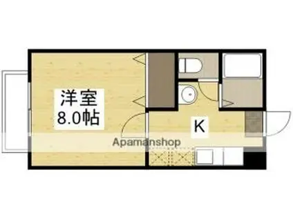 JR津山線 法界院駅 徒歩24分 2階建 築30年(1K/1階)の間取り写真