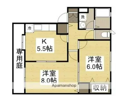 JR吉備線 備前一宮駅 徒歩23分 2階建 築26年(2K/1階)の間取り写真