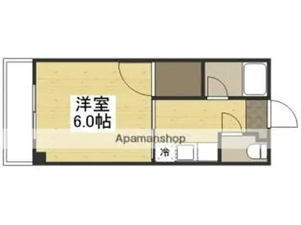 JR宇野線 大元駅 徒歩8分 3階建 築38年(1K/3階)の間取り写真