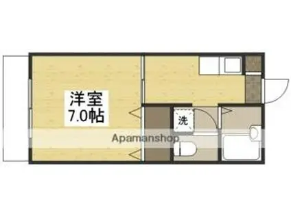JR宇野線 備前田井駅 徒歩9分 2階建 築25年(1K/1階)の間取り写真
