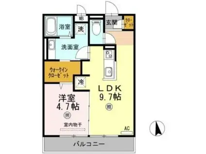 JR吉備線 総社駅 徒歩5分 3階建 築9年(1LDK/2階)の間取り写真