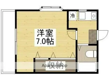JR山陽本線 岡山駅 徒歩8分 2階建 築29年(1K/2階)の間取り写真