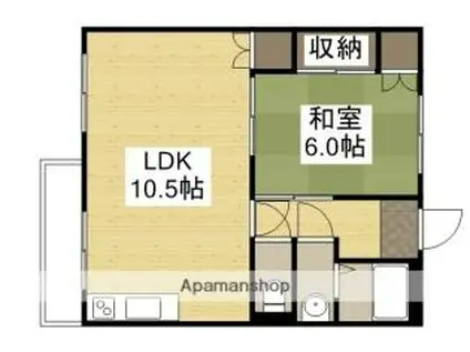 JR山陽本線 倉敷駅 徒歩16分 2階建 築40年(1LDK/2階)の間取り写真