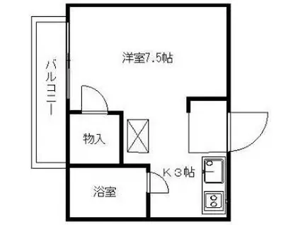 JR山陽本線 岡山駅 徒歩9分 2階建 築31年(1K/1階)の間取り写真