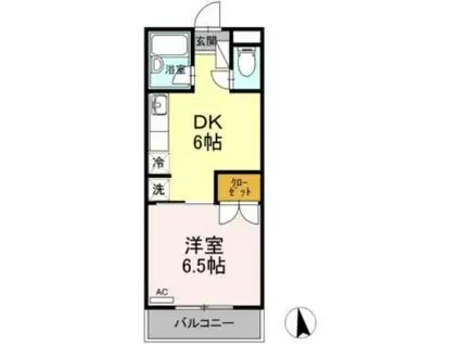 スイートピアFUJI B棟(1DK/3階)の間取り写真