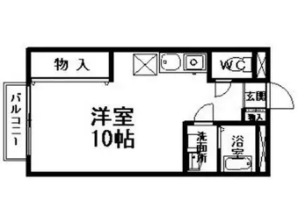あんてぃーく(ワンルーム/1階)の間取り写真