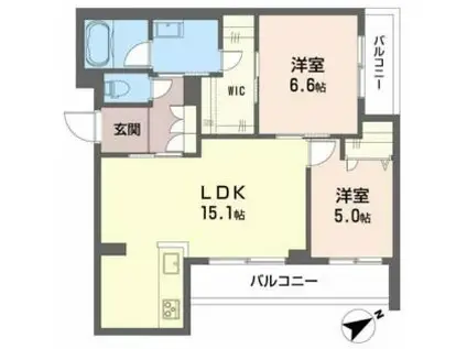 アンフェミュール八王寺(2LDK/3階)の間取り写真