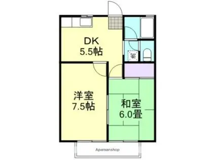 JR山陽本線 中庄駅 徒歩7分 2階建 築40年(2DK/1階)の間取り写真
