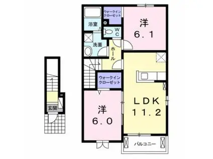 シェモアA棟(2LDK/2階)の間取り写真